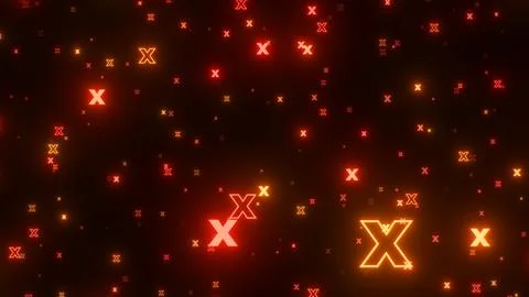 Flying Through Red X Failure Bad Wrong Incorrect Neon Glowing Symbols Stock Illustration