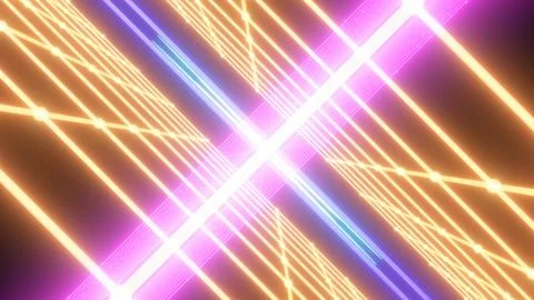 Flying Through Rotating Colorful Glowing Neon Grid Tunnel Alternating Stock Illustration