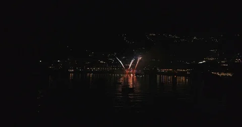 Flying through the salute on the seashore of Italy overlooking the night city 4K Stock Footage 101445534