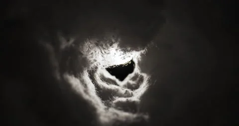 Flying through sky tunnel of dark storm cumulus thunder clouds Stock Footage 154265030