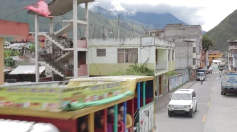 Flying through small Spanish town Stock Footage 41857363