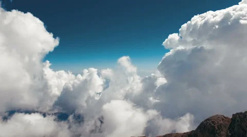 Flying Through Soft Fluffy Clouds on High Altitude Stock Footage 68636804