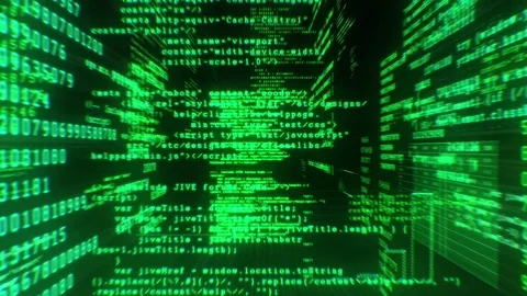 Flying Through the Software Code in Cyberspace. Stock Footage 73450216