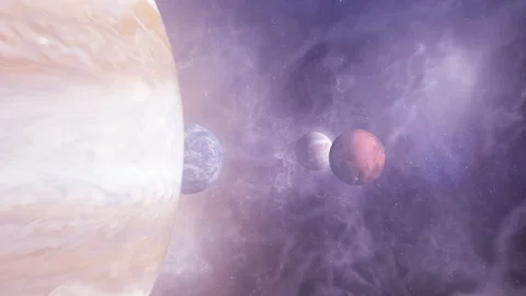 Flying through Solar System eight planets and asteroid fields Stock Footage 276167876