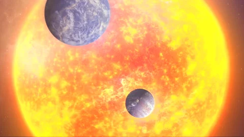 Flying through Solar System with Large sun and eight planets, Stock Footage 276167649
