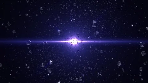 Flying through space with randomly rotating abstract 3D shapes Video stock 259688181