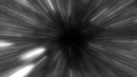 Flying through space then entering hyperspace and slowing up. black and whit Stock Footage 246681122