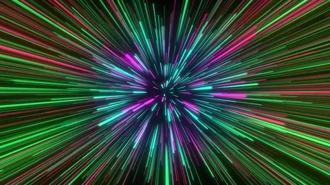 Flying through space then entering hyperspace. Colorful speed of light seamless Stock Footage 276323613