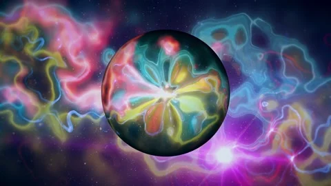 Flying through space through nebulae to a black hole or wormhole while the Stock Footage 143924346