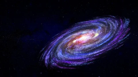 Flying Through Space Towards a Spiral Galaxy - 3D Animation Stock Footage 101183302