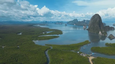 Flying through the spectacular mountain landscape of Samed Nang Chee popular Stock Footage 144585569