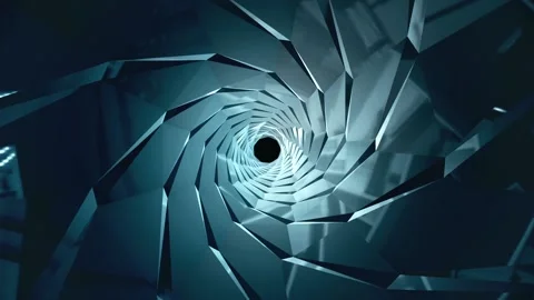 Flying through a spiral blue space tunnel Stock Footage 110914202