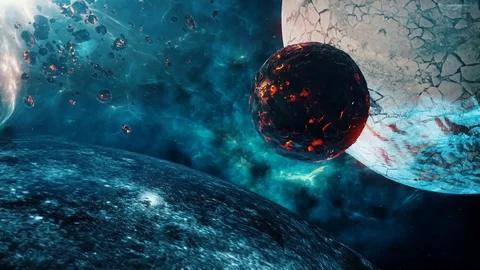 Flying through Star fields in space near a beautiful planets Stock Footage 84540565