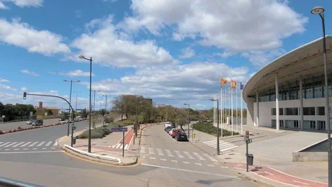 Flying through the streets of Valencia Stock Footage 106551280