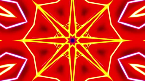 Flying through a tangled neon tunnel. Kaleidoscope VJ loop Stock Footage 207436742