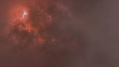 Flying through thundercloud lightning splash storm 3d animation Stock Photos