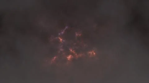 Flying through thundercloud lightning splash storm 3d animation Stock Photos