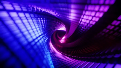 Flying through a triangular tunnel with neon walls. Infinitely looped animation. Stock Footage 170763946