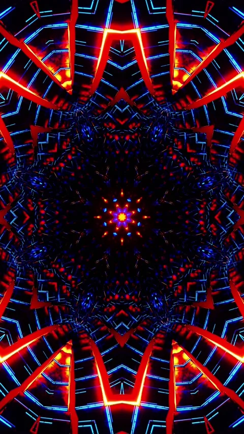 Flying through a tunnel of blue and orange metal cubes. Vertical looped Kal.. Stock Footage 226374984