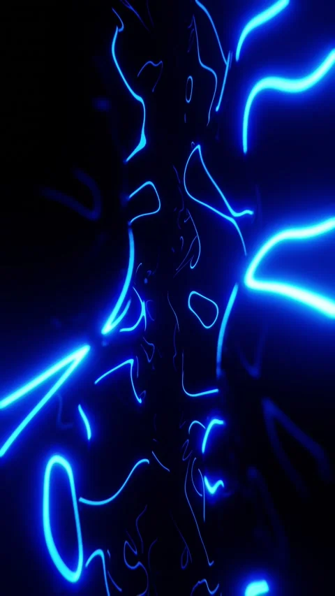 Flying through a tunnel with blue waves. Vertical looped video Stock Footage 226368571