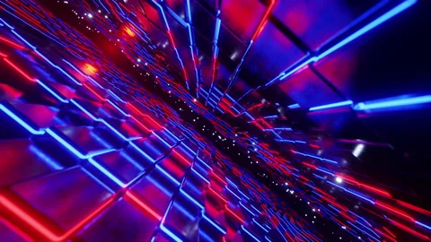 Flying through a tunnel of glowing cubes. Infinitely looped animation. Stock Footage 170764671