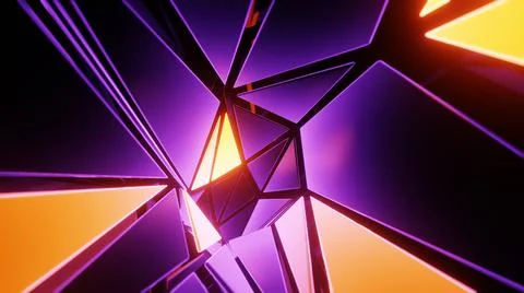 Flying through a tunnel with glowing panels. 3D rendering illustration. Stock Illustration