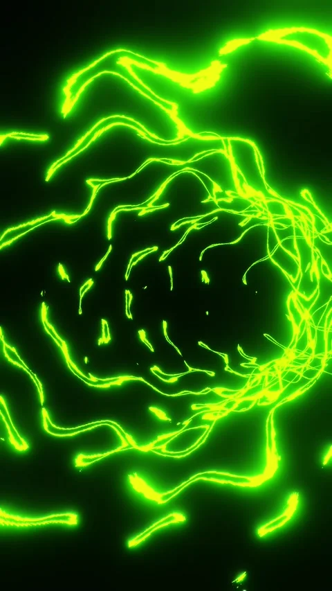 Flying through a tunnel with green waves. Vertical looped video Video stock 226368677