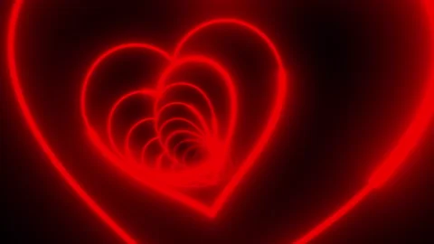 Flying Through Tunnel Of Red Hearts VJ Visual Stock Footage 260706128