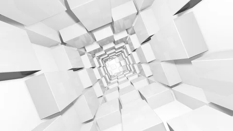 Flying Through a Tunnel of Symmetrical Cubes With Turns Stock-Footage 97226183