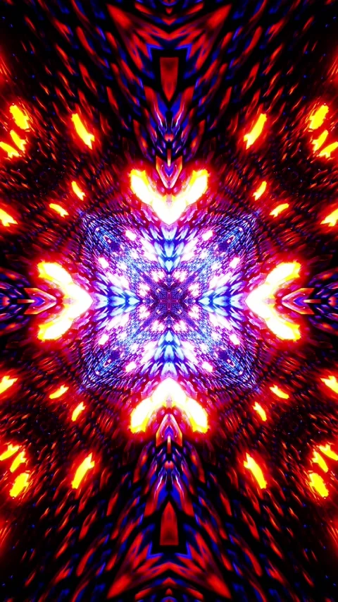 Flying through a tunnel with waves and neon light. Vertical looped Kaleidos.. Stock Footage 226375044
