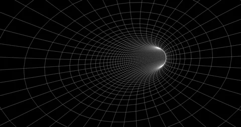 Flying through a twisting, squeezed wireframe tunnel. Stock-Footage 100999478