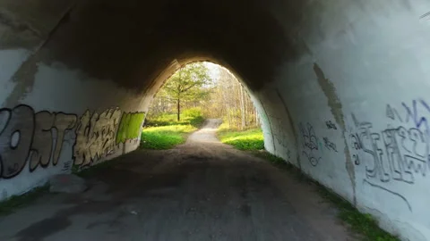 Flying through an underground tunnel Stock Footage 163238193