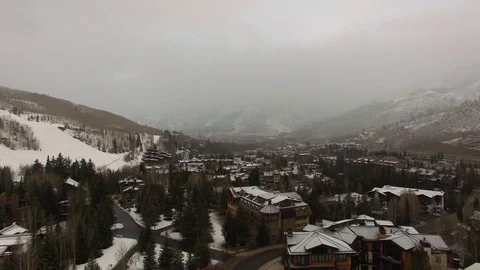 Flying through vail village Stock Footage 75040586