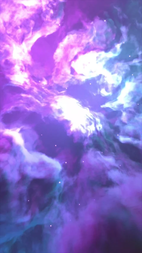 Flying through vibrant cosmic nebula galaxy in deep outer space glowing stars Vídeo Stock 317133517