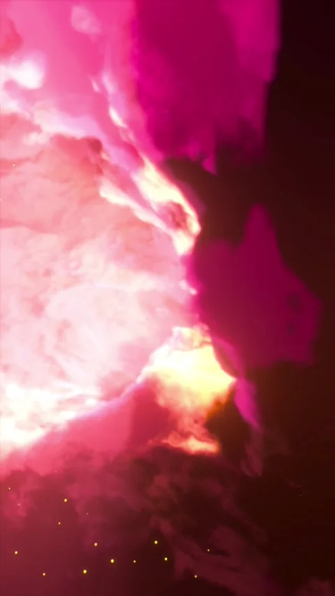 Flying through vibrant cosmic nebula galaxy in deep outer space glowing stars Stock Footage 317133535