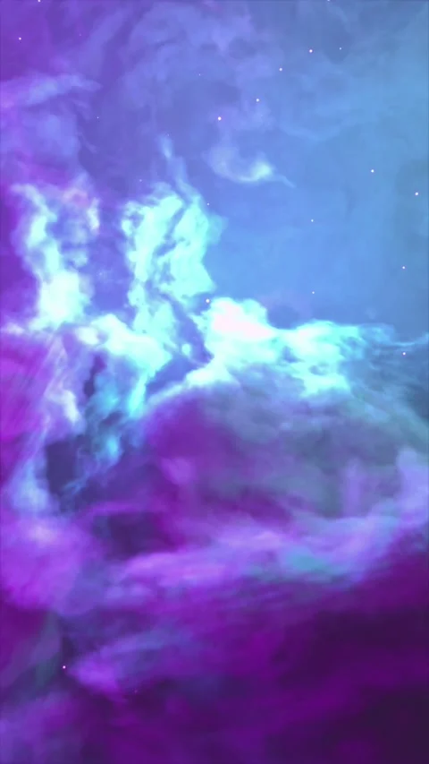 Flying through vibrant cosmic nebula galaxy in deep outer space glowing stars Stock Footage 317133950