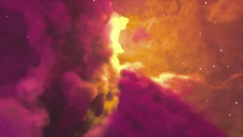 Flying through vibrant cosmic nebula galaxy in deep outer space glowing stars Stock Footage 317133954