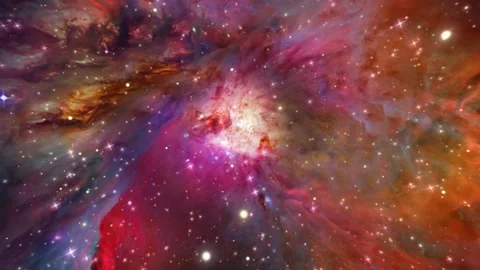 Flying Through The Vibrant Orion Nebula In Deep Space Stock Footage 336050036