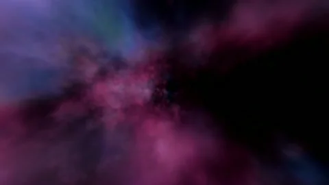 Flying through a vibrant pink and blue space nebula 4K Stock Footage 340154127