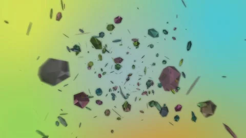 Flying through a web of lightweight gemstone particles Stock Footage 136125916
