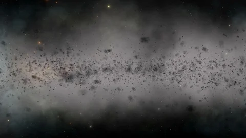Flying through white clouds of dust and debris in outer space. Stock Footage 106296367