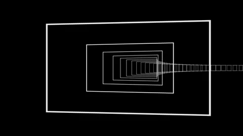 Flying Through White Rectangular Frame Corridor Loop - Horizontal 3D Animation Stock Footage 340251036