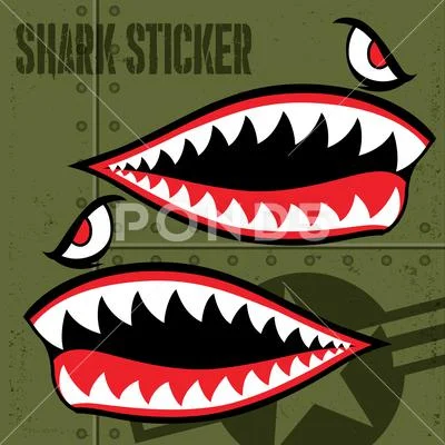 Air bomb flying tiger shark mouth sticker vinyl ca