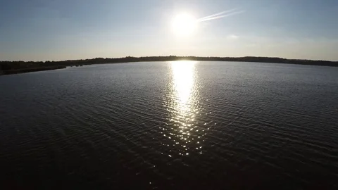Flying at the time of sunset Lake. 5 Stock Footage 100767322