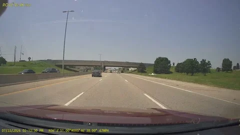 Flying Tire Bounces Across Interstate Traffic, Arrow, Oklahoma, USA - 22 Jul 202 Stock Footage 342060878