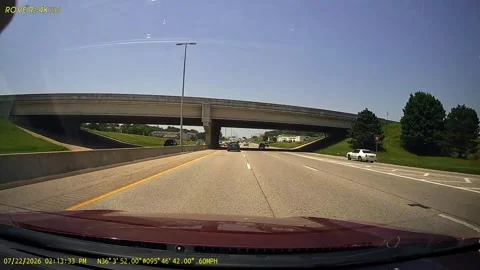 Flying Tire Bounces Across Interstate Traffic, Arrow, Oklahoma, USA - 22 Jul 202 Stock Footage 342060971