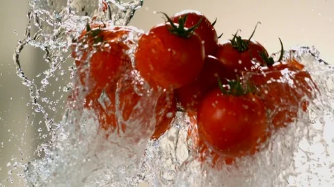 Flying tomatoes. Stock Footage 83722370