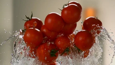 Flying tomatoes. Stock Footage 83722459