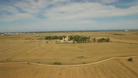 Flying toward and over St. Barnabas Monastery. Cyprus. DJI-0246-08 Vídeos de archivo 137380253