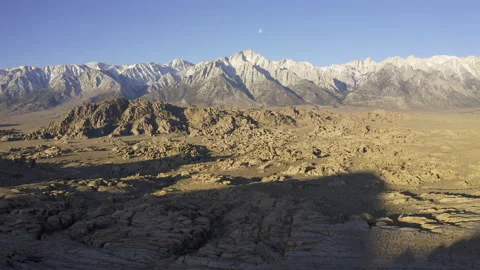 Flying toward the Eastern Sierras at sunrise. Stock Footage 155546345
